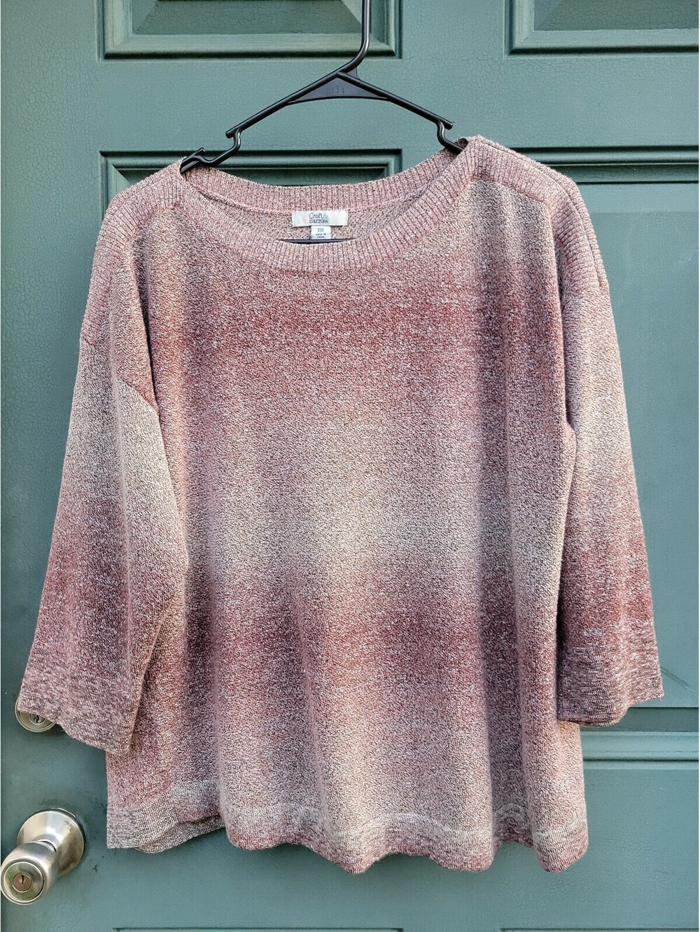 Croft & Barrow Women's XXL Pink Heather Knit Sweater 3/4 Sleeve Lightweight